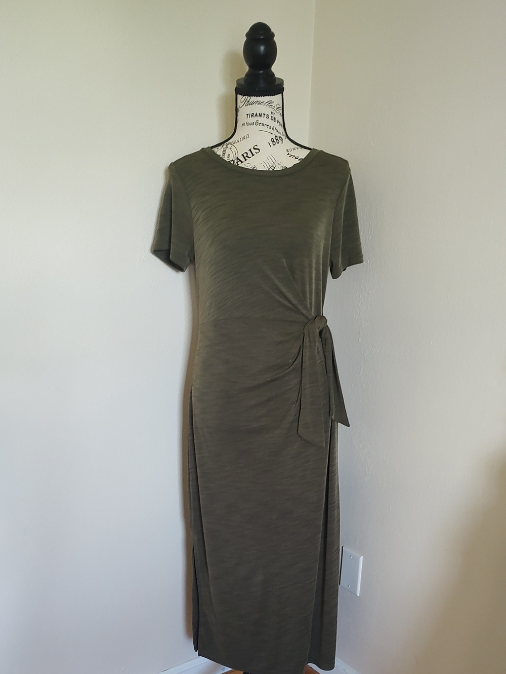 Nicole Miller Olive Side-Tie Midi Dress